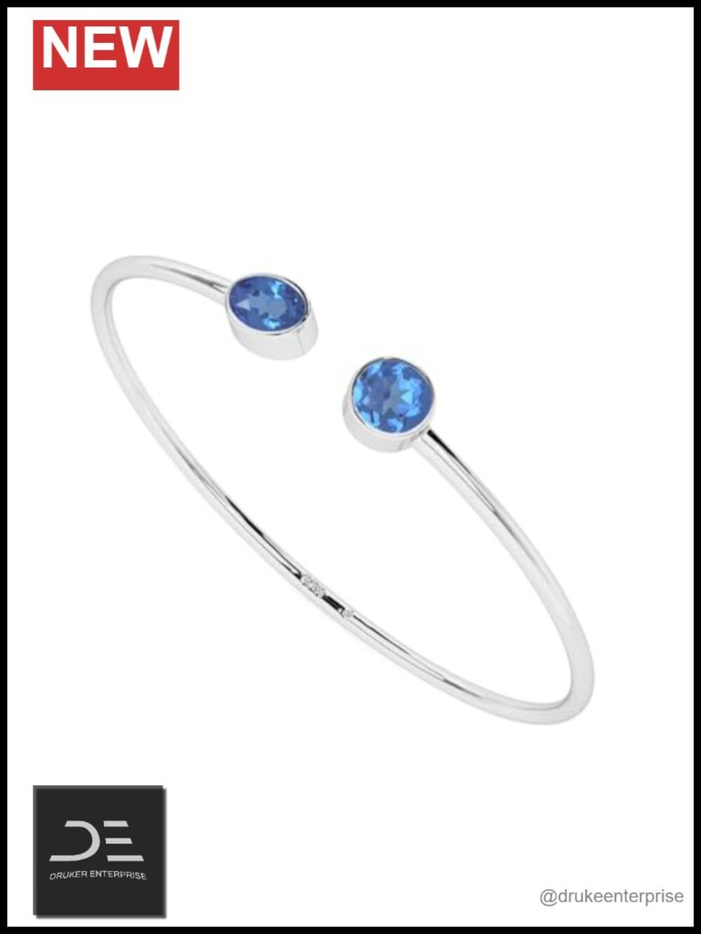 Genuine Kyanite Twister Bangle Bracelet, Sterling Silver Bezel Set